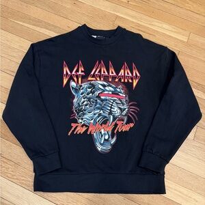 ASOS DEF LEPPARD Black Graphic Crewneck Sweater - The World Tour